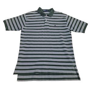 Vintage Polo Ralph Lauren Shirt Men Large L Green White Striped Pony Logo Pique